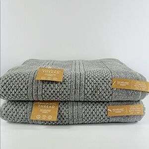 2 PC Common Thread Eco Melange BAMBOO Bath Towels Gray Oversized Zero Twist NEW